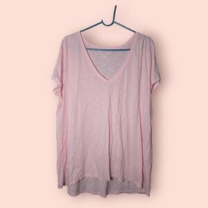 Lilly Pulitzer Etta V-Neck Shirt Women Pink Size XXL Plus Size Casual Everyday